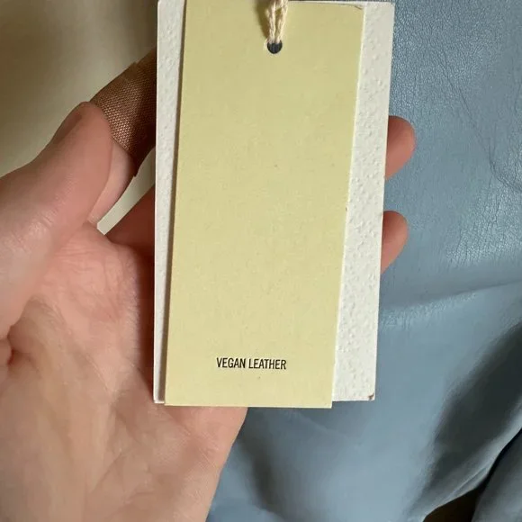 NWT Aritzia Wilfred Melina High Ankle Dune Blue Vegan Leather Pants SZ 00 - Picture 3 of 5